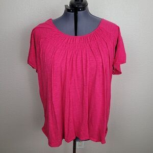 AVENUE Dark Pink The Peasant Top with Gathered Neckline 30/32 (6793)